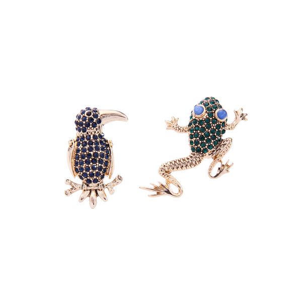 

green&blue crystal bird lizard brooches for women 2018 vintage clothes pins online shopping indian jewelry, Gray