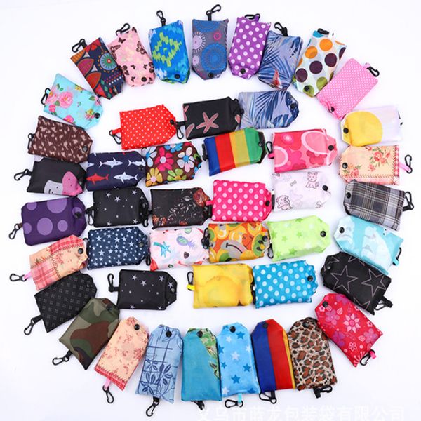 

more style pocket square shopping bag eco-friendly folding reusable portable shoulder handbag polyester for travel grocery bags jle152, Black