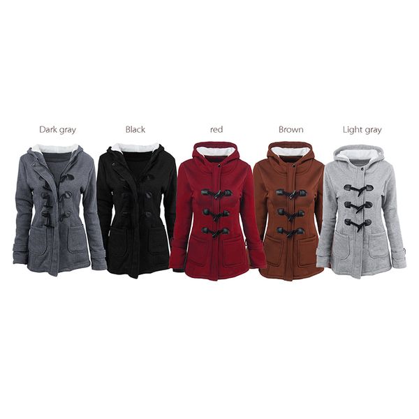 

bofute new women's clothing thicken medium length hooded wool jackets cotton coats b0398, Black;brown