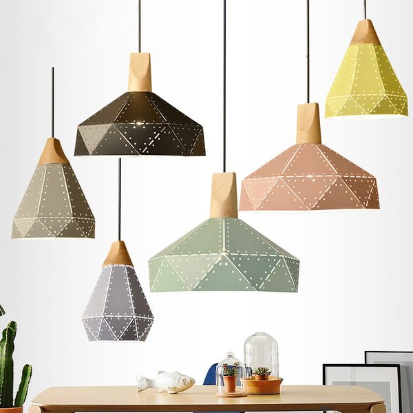 

modern led pendant lights wooden iron shade hanglamp for living room luminaire ceiling fixtures home lampen