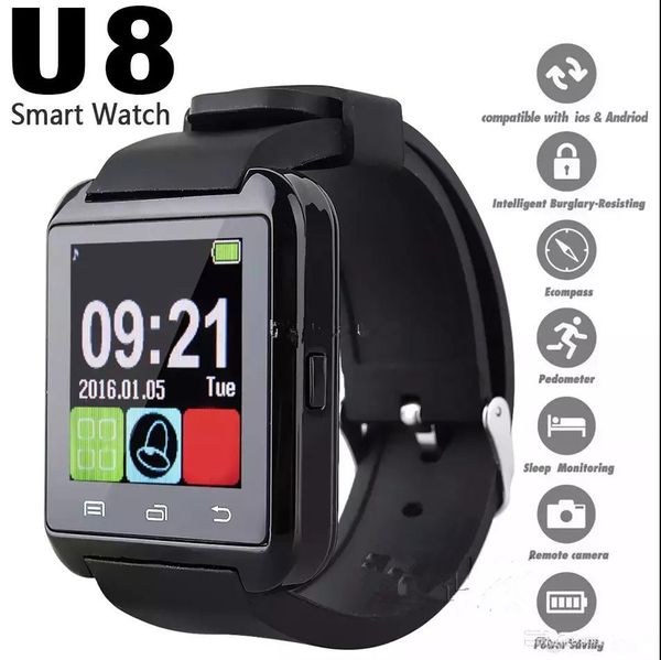 

Bluetooth u8 martwatch wri t watche touch creen for iphone 7 am ung 8 android phone leeping monitor mart watch with retail package