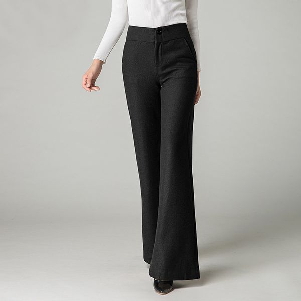 

2017 new womens woolen thick warm straight pants for winter plus large size wide leg pants female casual loose trousers s to 9xl, Black;white