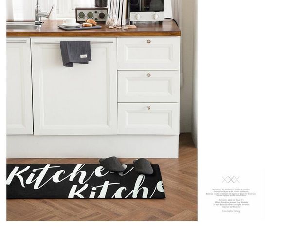 45 118cm Black Long Doormat Floor Mat Anti Slip Modern Kitchen