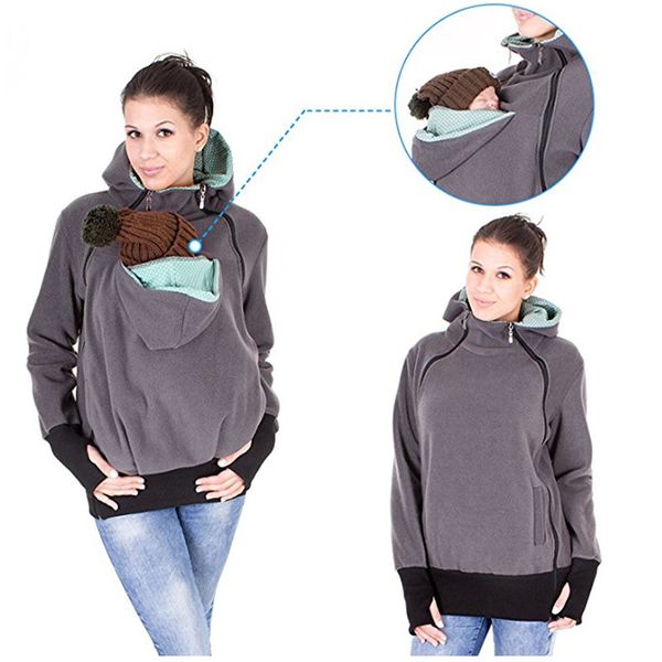 

fashion exclusive real baby wearing carrier hoodie jacket coat sweatshirt for mother babywearing multifunction kangaroo clothes, White
