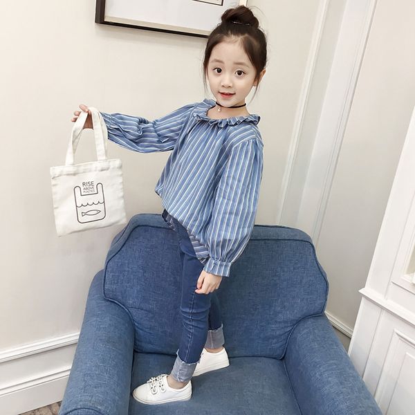 

spring autumn costume for girls 2018 cotton full sleeve solid denim pants casual regular girl kids children clothing 5cs311, White