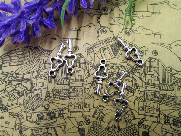 

300pcs antique tibetan silver mini key charms pendants 16x6mm, Bronze;silver