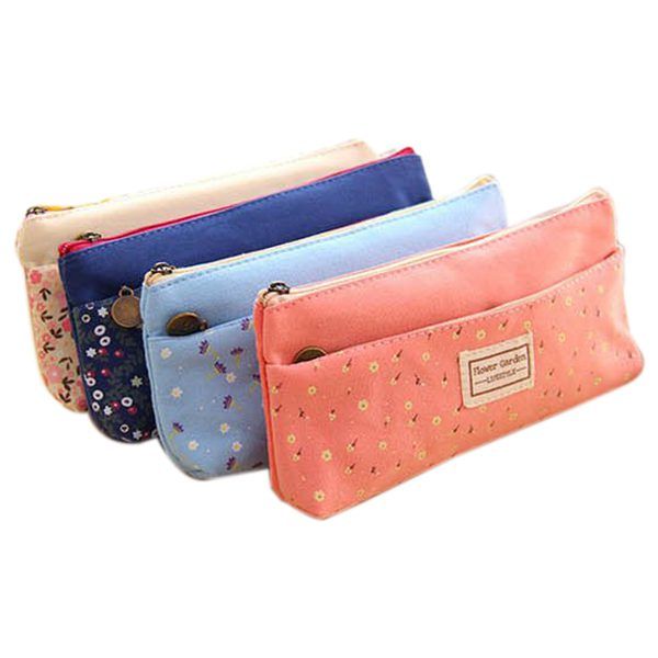

pastoral pure and fresh and small broken flower nectar double zipper pen bag, cosmetics receive bag(4 pieces