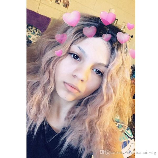 Hot Selling 180 Density Light Smoke Pink Ombre Hair Synthetic