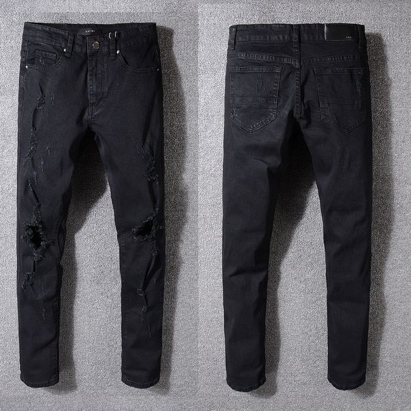 

2018 men skinny biker jeans brand designer us size 28~40 slim fit mens motorcycle moto biker hip hop mens denim for men 5330, Blue