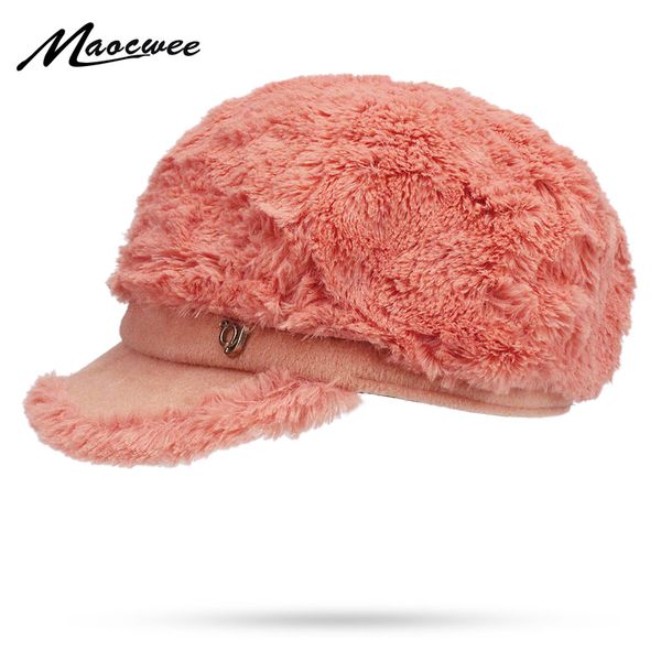 

winter women's berets hats casual hip hop plus velvet cap knitting warm cap female fashion soft hairy along, Blue;gray