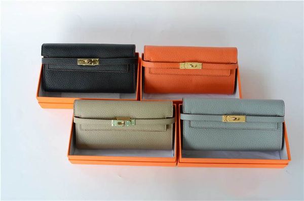 

Fashion Women Wallets Luxury Brand Fashion Girls Purse Card Holder Long Clutch High Quality Genuine Leather Lock Wallet for Phone Pocket