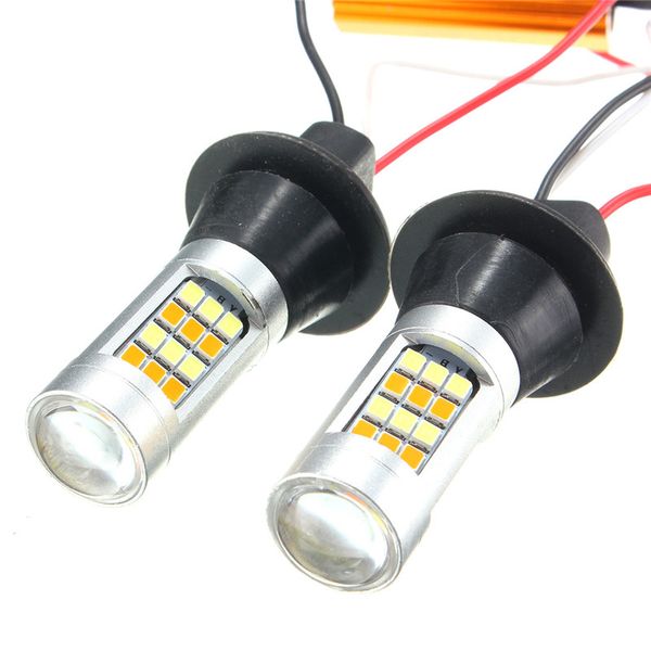 

2x high power 1000lm 7440 2835 20w canbus error car auto front side drl daytime running lights lamps bulbs