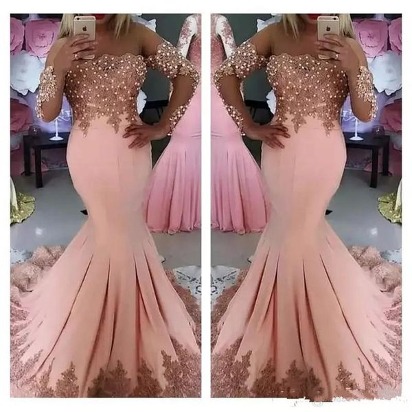 

new formal middle east evening dress long sleeve lace applique pearl mermaid party prom, Black;red