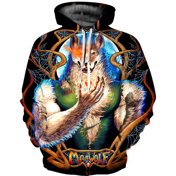 

объединяет толстовка для мужчин и женщин 3d напечатаны волки дизайнерская коллекция балахон негабаритных мужские пуловер с длинным рукавом с, Black