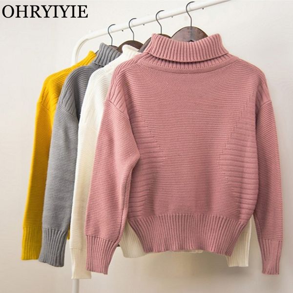 

ohryiyie 2018 new korean women long sleeve sweater knitted pullover female autumn winter turtleneck sweaters jumper pull femme, White;black