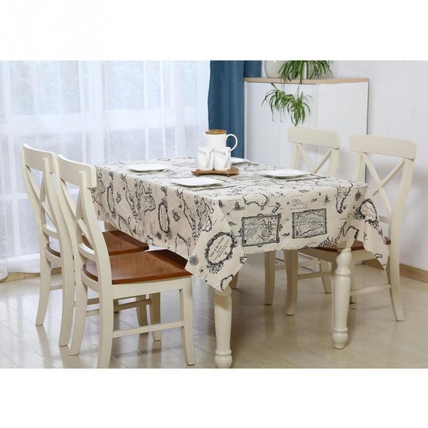 

new world map vintage pattern dinning coffee table cotton linen cloth covering