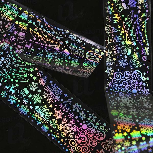 

christmas halloween pattern nail foil decals laser flash gel diy 3d nail sticker art decoration tool without adhesive, Black