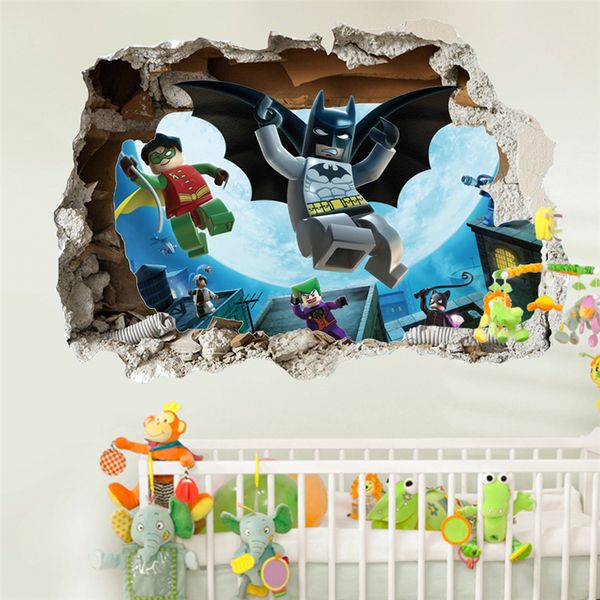 

Lego Batman Super Heros сломанной стены стикеры детская комната украшения фильм 3D росписи и