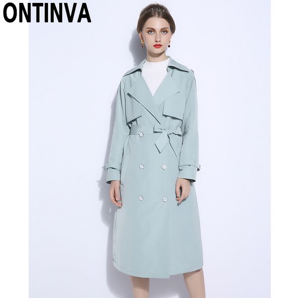 

2018 fall winter fashion long trench coat plus size 5xl double breasted long sleeve with waist belt pocket duster coats outwear, Tan;black