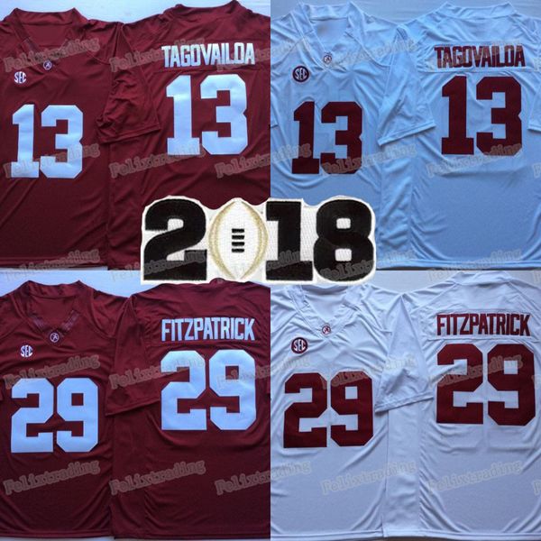 

Alabama Crimson Tide 13 Tua Tagovailoa 2018 Championship 29 Minkah Fitzpatrick Men college Football Jerseys Free Shipping