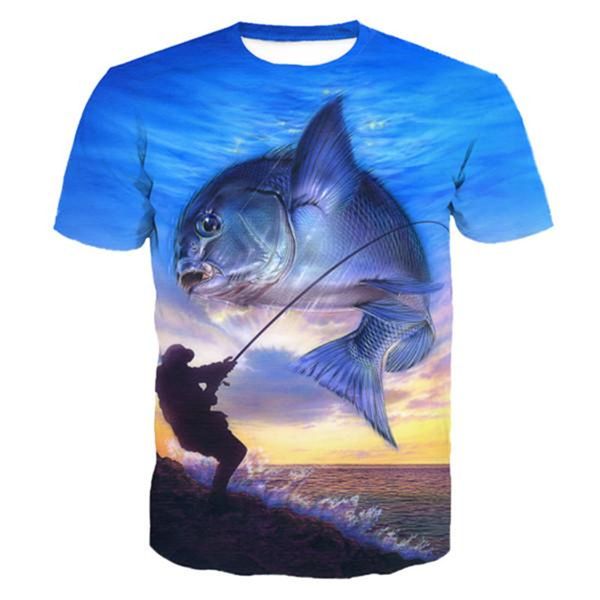 

новые мужчины / женская самый свирепый fish 3d печать с коротким рукавом смешные футболки harajuku фитнес повседневная tops рубашка u1106, White;black