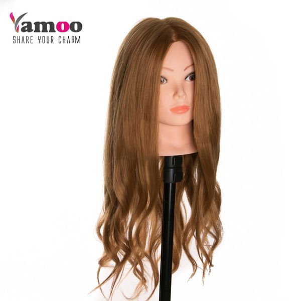 

Blonde 40 real human hair training head can be curled hairdre er mannequin doll, White