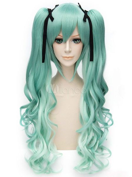 

fashionable light green women's wigs cosplay synthetic hair wigs, Black;brown