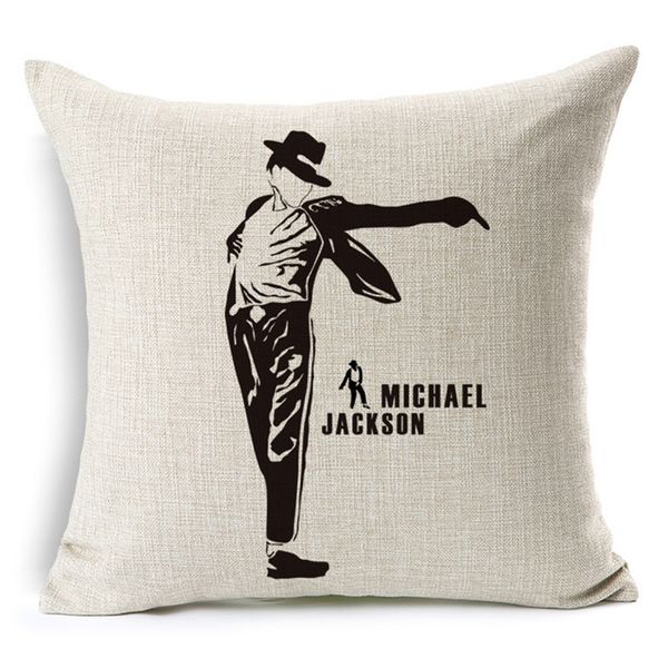 

pillowcase anti-static cotton+linen cushion pillowcover star michael jackson pattern pillowslip home textile pillow case