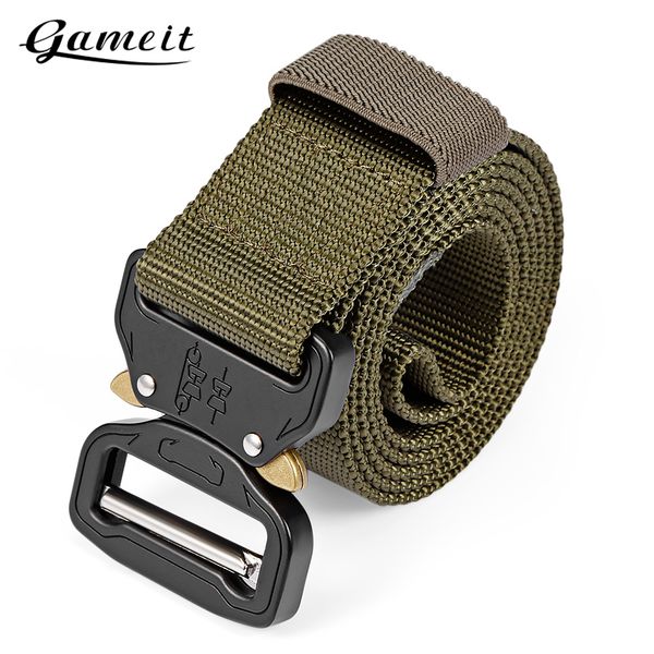 

gameit tactical belt webbing rigger web strap with quick release buckle, Black;gray