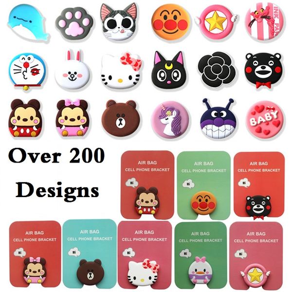 

3d ilicone cartoon holder expanding holder tand grip clip ring for iphone x 8 am ung mobile phone air bag cell phone bracket