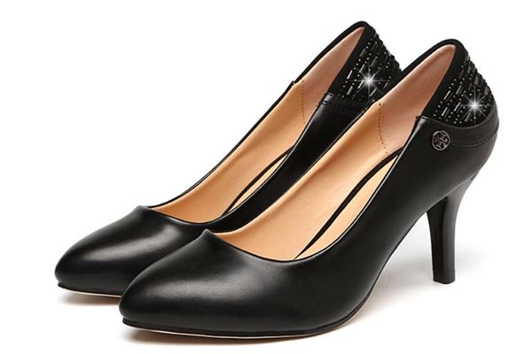 

send 2018 new style high heel shoes fine heel water drill women single shoes, Black