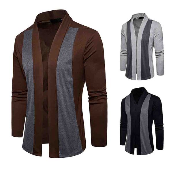 

2018 new men's spring casual patchwork cardigan knit knitwear coat jacket stylish casual thin coats #0725, Black;brown