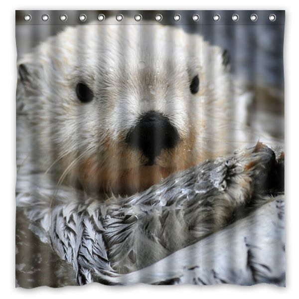 

180x180cm sea otter bathroom waterproof polyester shower curtain mouldproof fabric bath curtain bathroom accessory