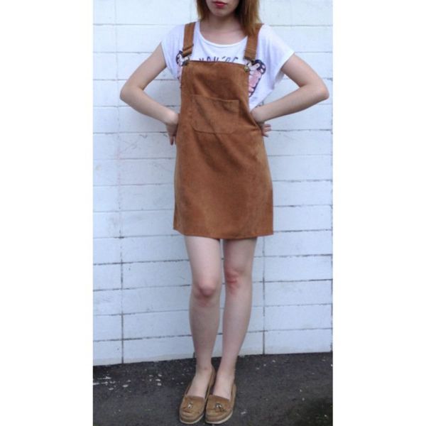 

women corduroy suspender retro summer sundress overall vest natural dress solid new, White;black