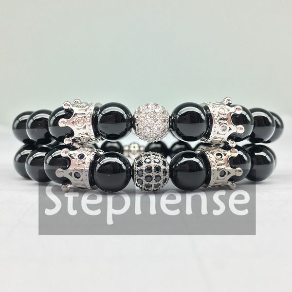 

cz0038 2018 queen crown bracelet natural black onyx bracelet energy bracelet wedding gift jewelry