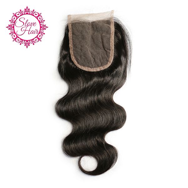 

slove 4x4 brazilian body wave human hair bundles swiss lace closure middle part with bleached knots remy hair 8''-20, Black;brown