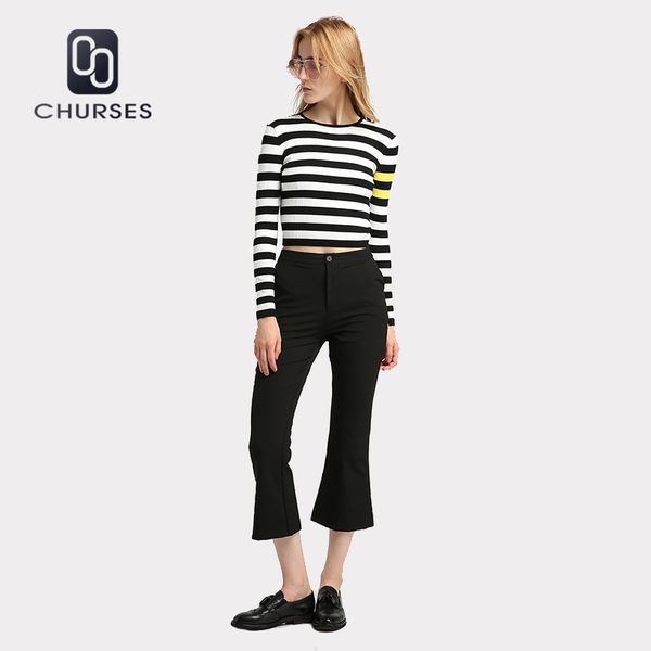 

women autumn casual striped sweater ladies long sleeve pullovers sweater 2018 female short high elastic women, White;black