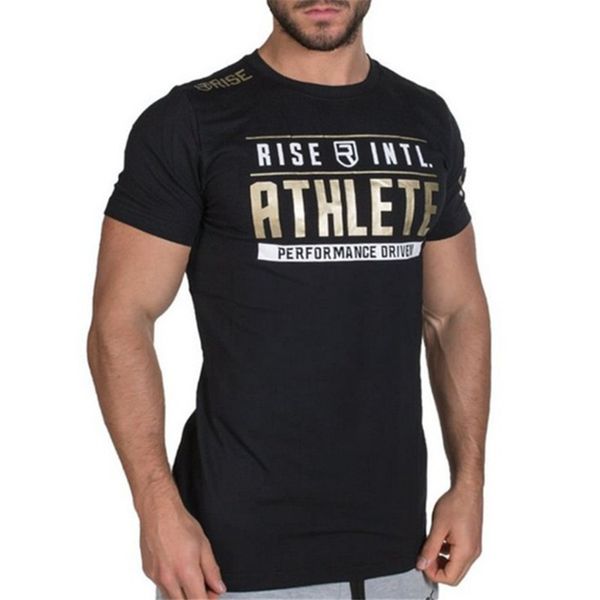 

Rise Athlete Mens Brand Designer Athletic T-shirt Male Gym Fitness Casual Summer Cotton Crew Neck Tee