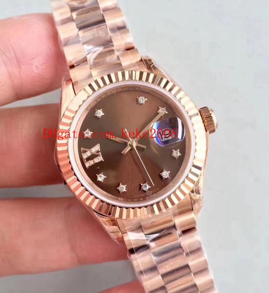 

luxury wrist watch wf factory datejust pearlmaster eta 2236 movement 28mm 279178 279175 diamond mechanical automatic ladies women's wat, Slivery;brown