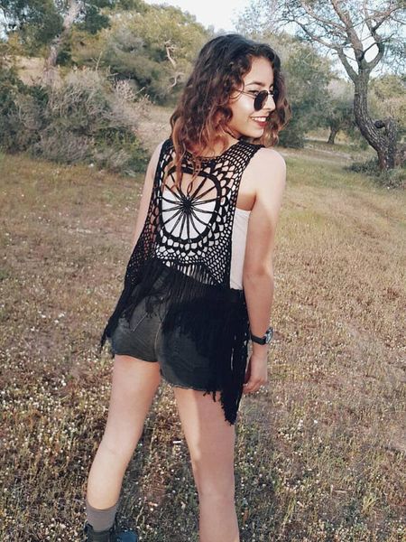 

women's handmade crochet vest crochet motif vest boho festival vest festival wear hippie chic gypsy clothing, earthy, 70swomen's, White
