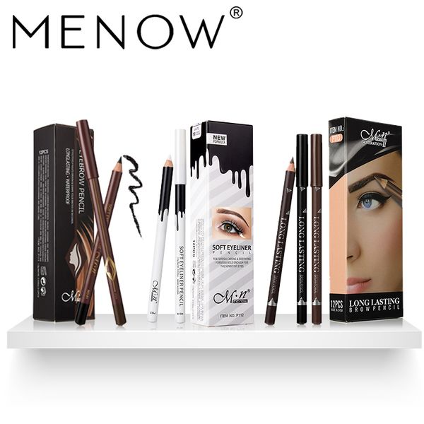 

hot menow set 12pcs/set eye shadow eyeliner eyebrow pencil 12 colors eye cosmetic kit drop ship waterproof lasting beauty