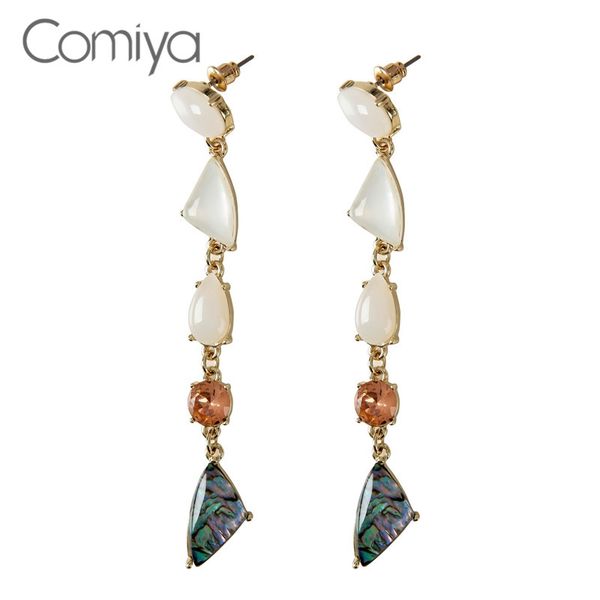 

comiya long earrings acrylic crystal fashion zinc alloy gold color links feminino drop earring for women brincos pendientes cc, Silver