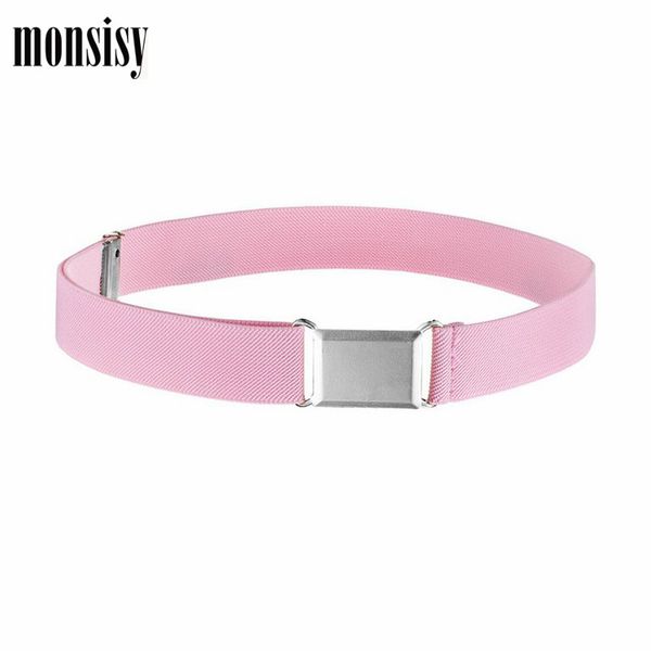 

monsisy children elastic belt for girl boys waistband pant causal baby nursery belt elastic band solid striped kid jeans, Black;brown