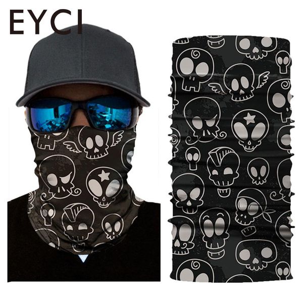

skull pattern polyester outdoor sports skiing head scarf face mask creative climbing riding mask multi-function, Black