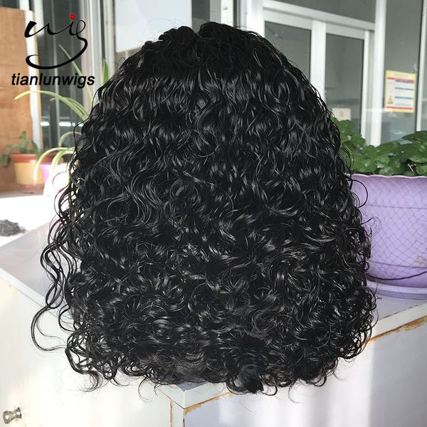 150 Density 1 Jet Black Color Short Curly Hair Bob Style Full