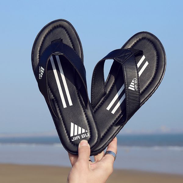 

summer designer slippers 2018 new comfortable slippers boy mixed colors stripes indoor flip-flops outdoor beach flip-flops sandals, Black