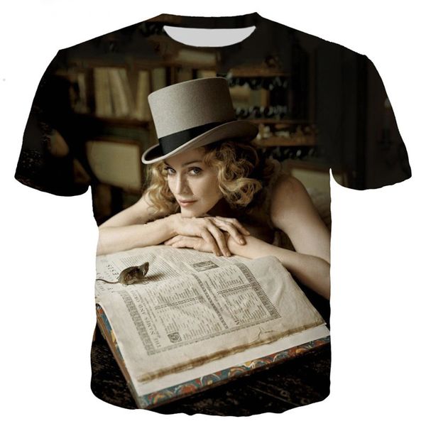 

men/womens 3d singer madonna print short sleeve funny t-shirts harajuku fitness casual shirt u1043, White;black