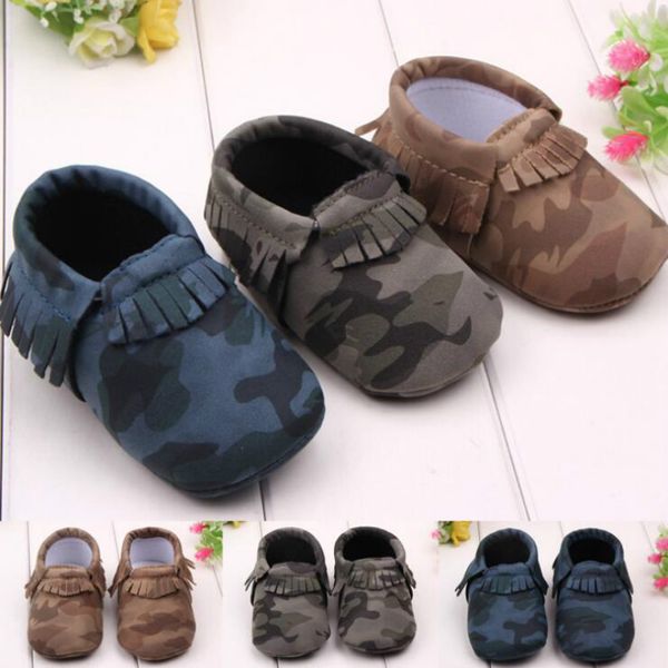 

camo leopard style infant toddler baby shoes soft sole pu leather tassel newborn baby moccasins soft moccs shoes prewalker 0-18m