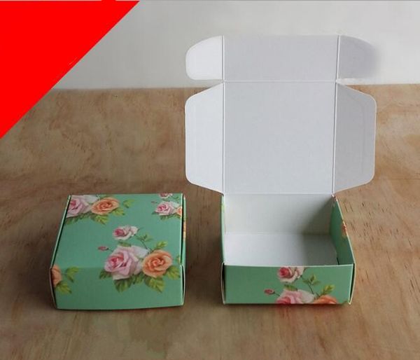 

7.5*7.5*3cm 50pcs green small packaging box retail carton gift cardboard christmas gift packaging paper box