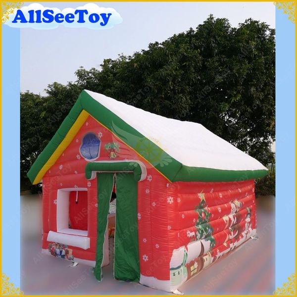 

inflatable santa house with air pump,beautiful digital paiting santa grotto,outdoors festival christmas house